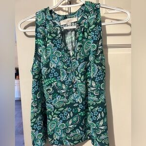 LOFT Teal Paisley Sleeveless Top